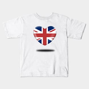 United Kingdom Flag Shape Love Kids T-Shirt